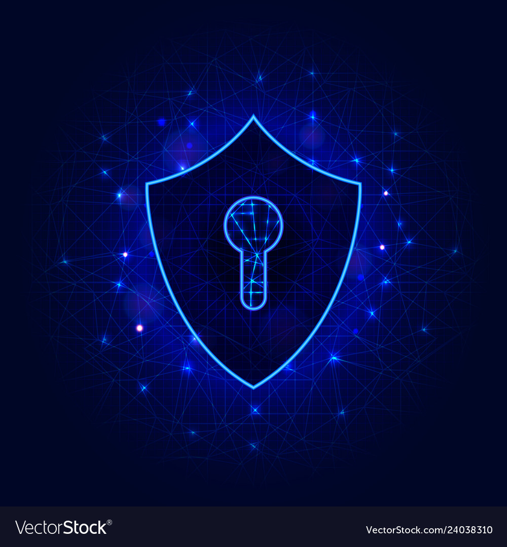 Shield with keyhole on abstract polygonal
