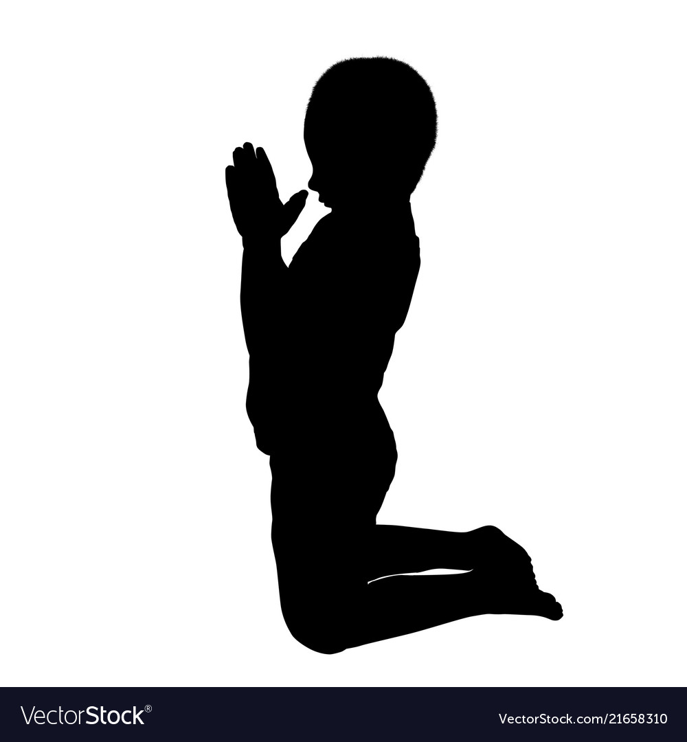 Silhouette of a boy who pray Royalty Free Vector Image