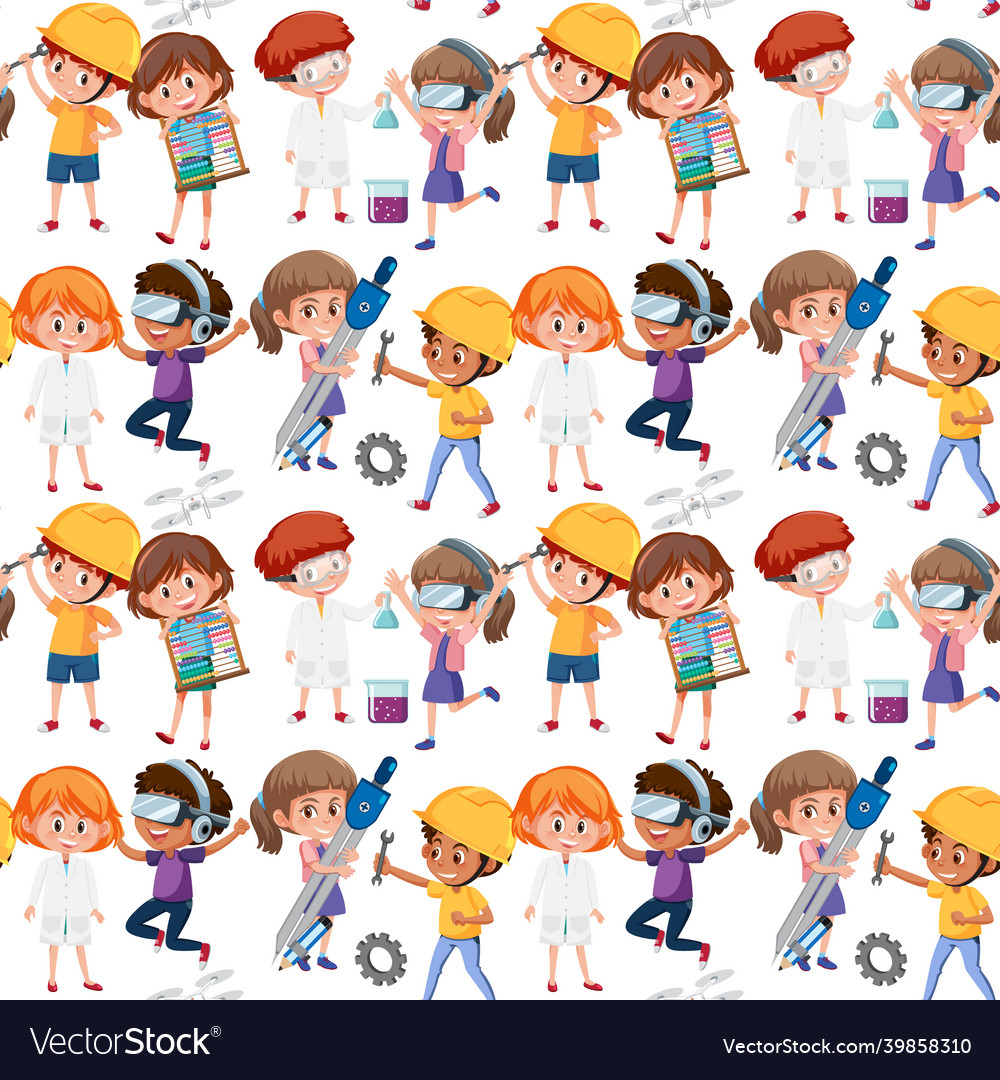 Student with education tools seamless background vector image Student with education tools seamless background