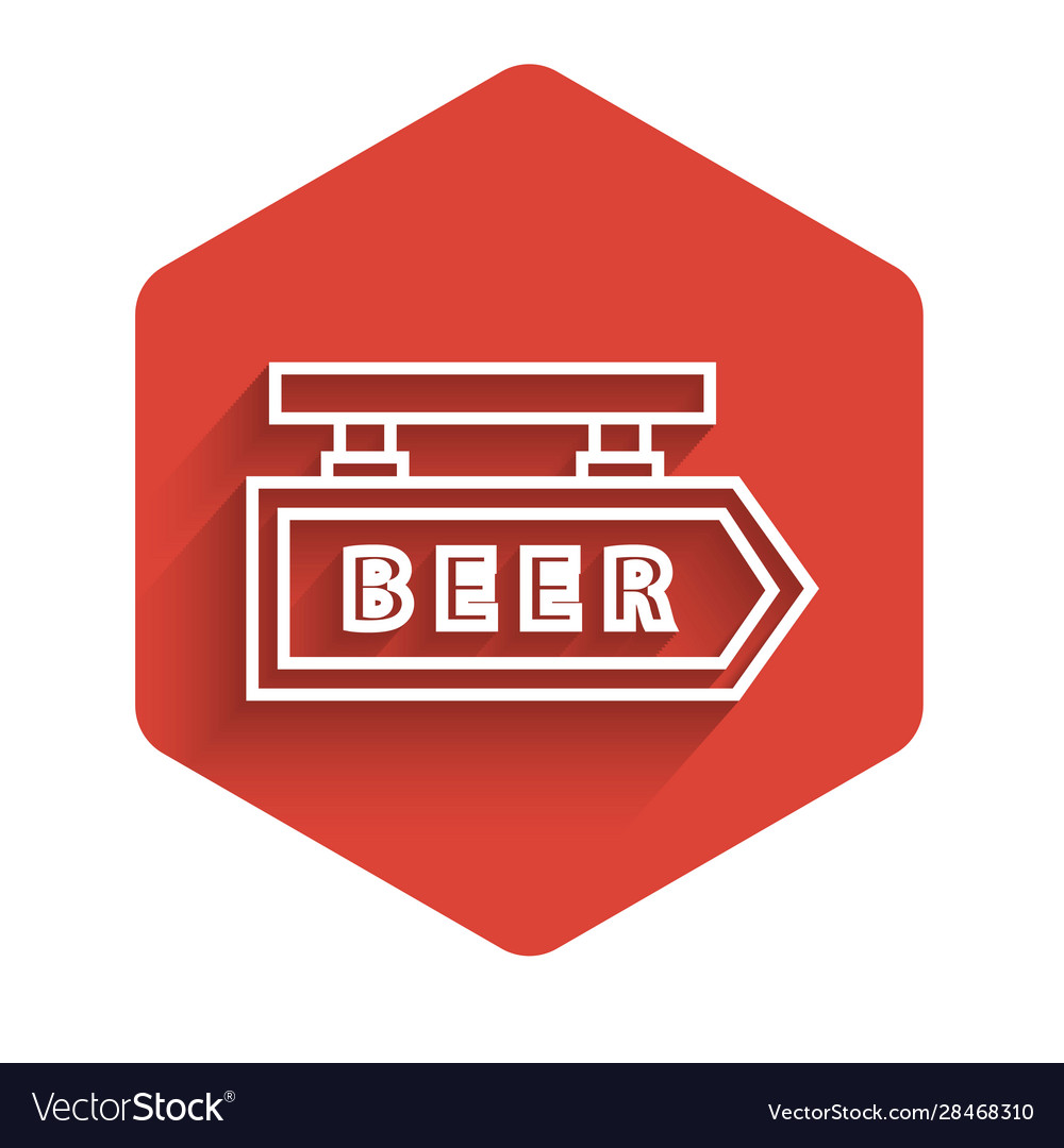 White line street signboard with inscription beer