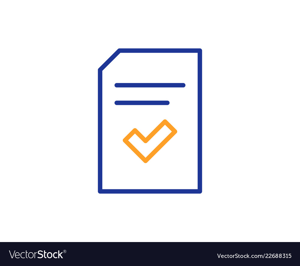 Checked document line icon file sign vector image Checked document line icon file sign