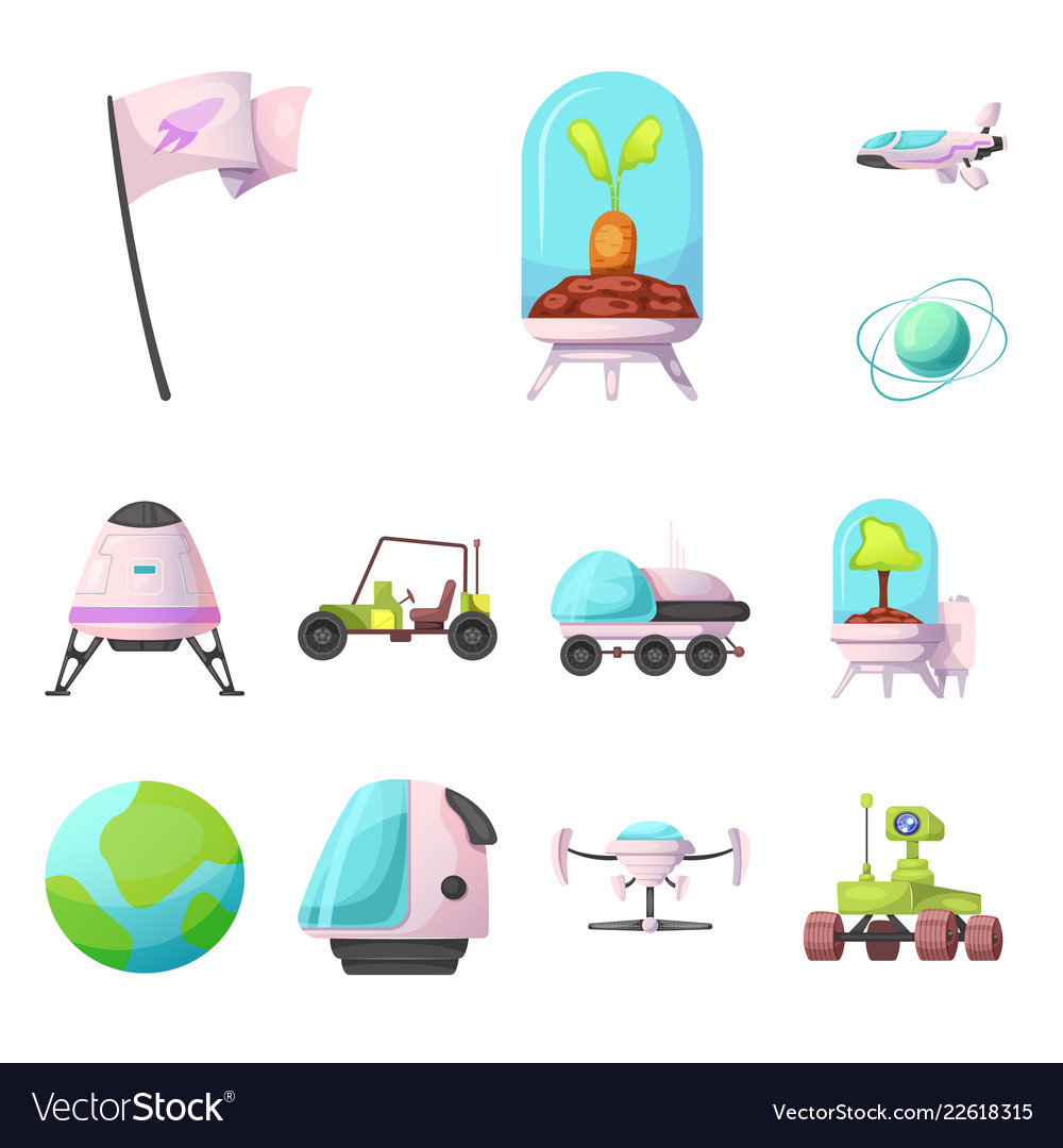 Design of mars and space symbol set Vector Image Design of mars and space symbol set