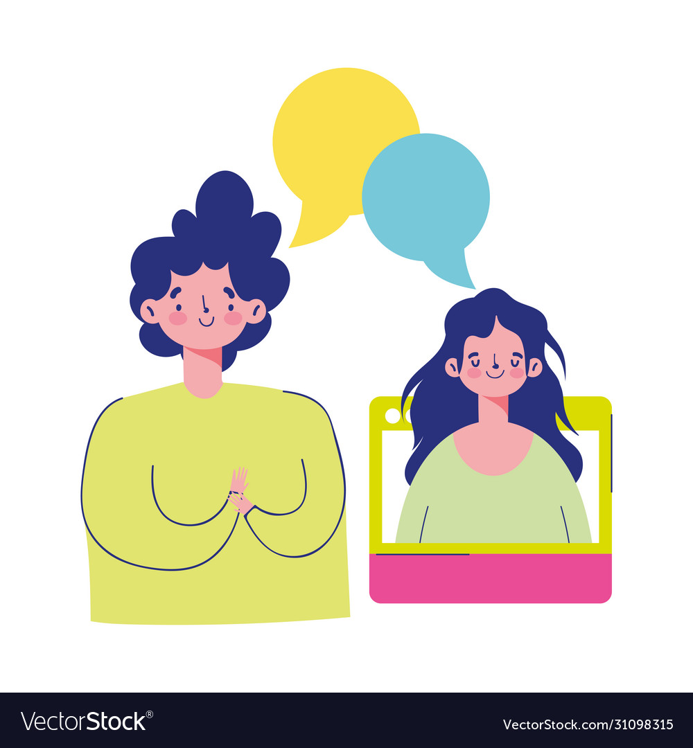 Education online boy and girl talking connection