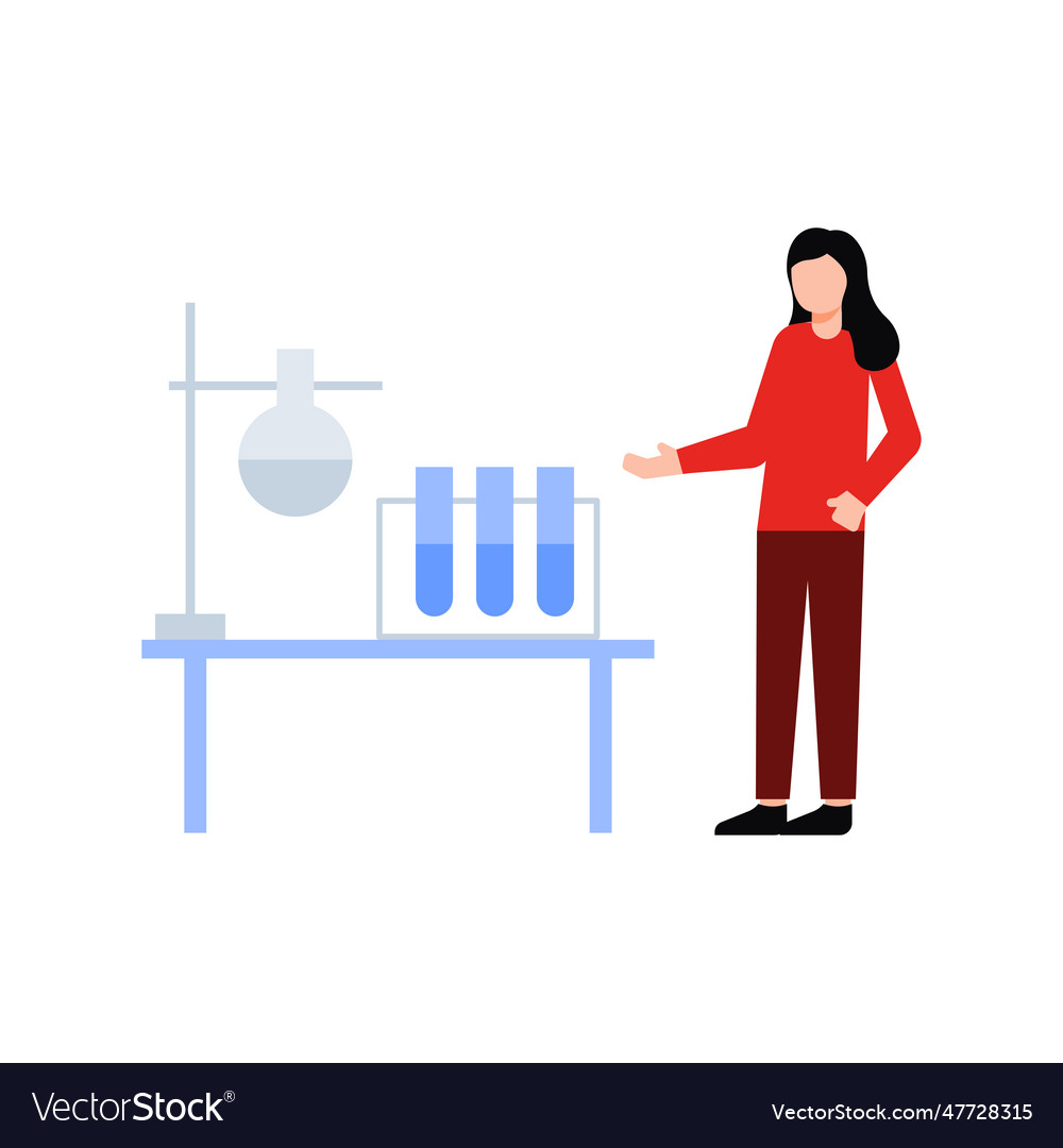 Girl is doing experiments in the lab Royalty Free Vector