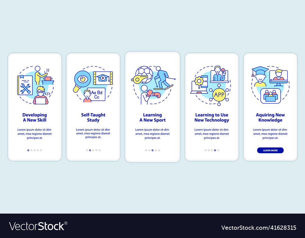 Lifelong learning example onboarding mobile app vector image Lifelong learning example onboarding mobile app