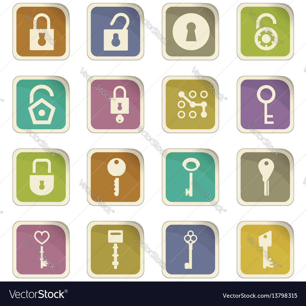 Lock and key icons set