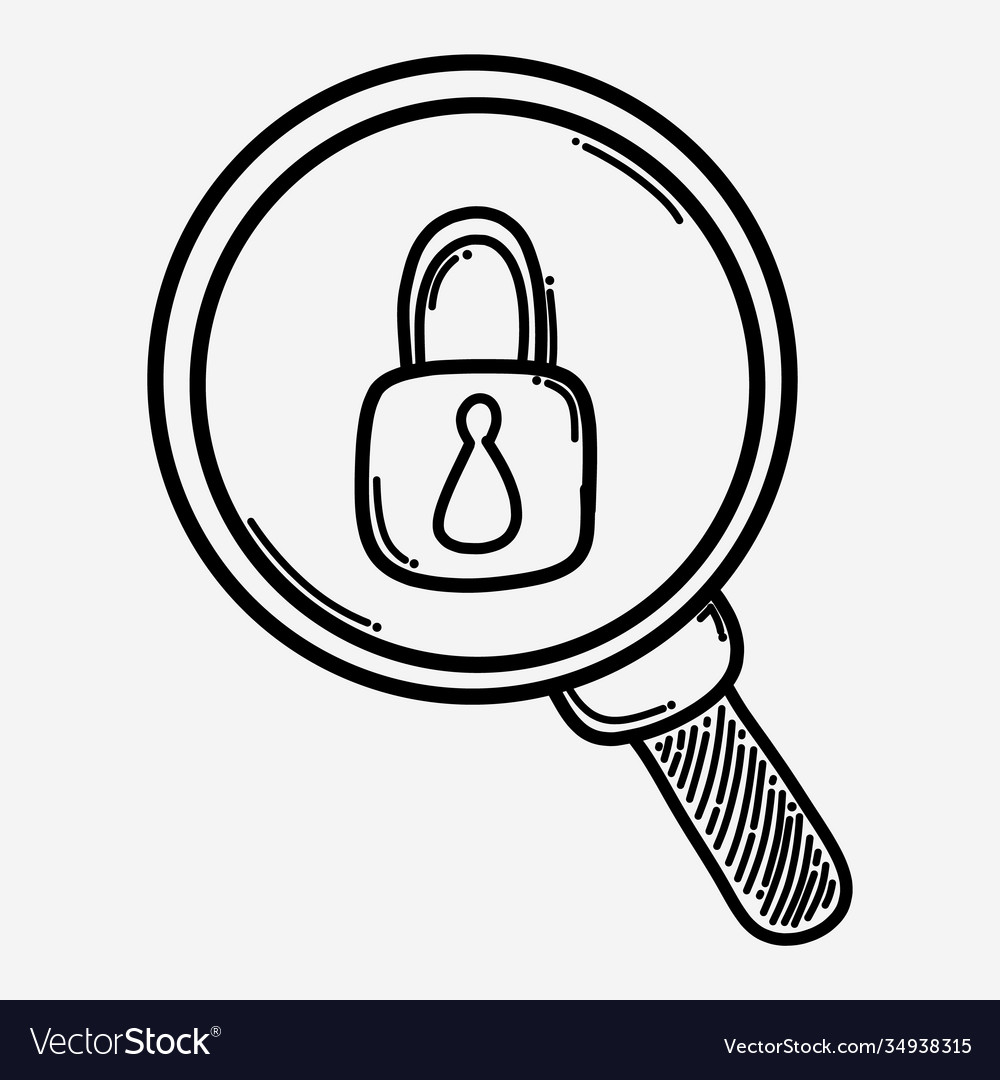 Magnifier with Padlock Doodle