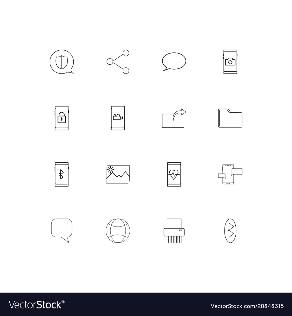 Network and database linear thin icons set