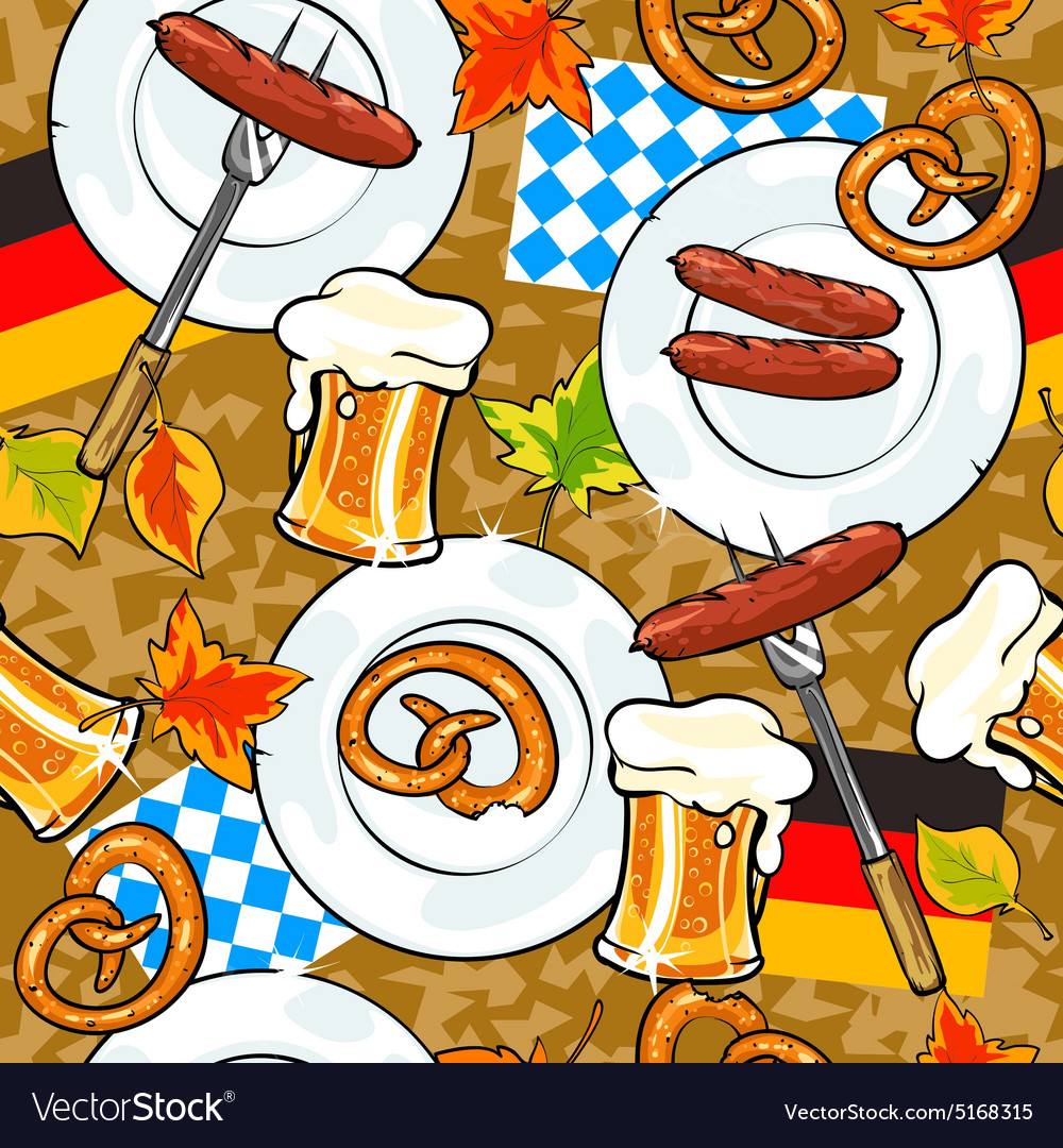 Oktoberfest background seamless pattern Royalty Free Vector