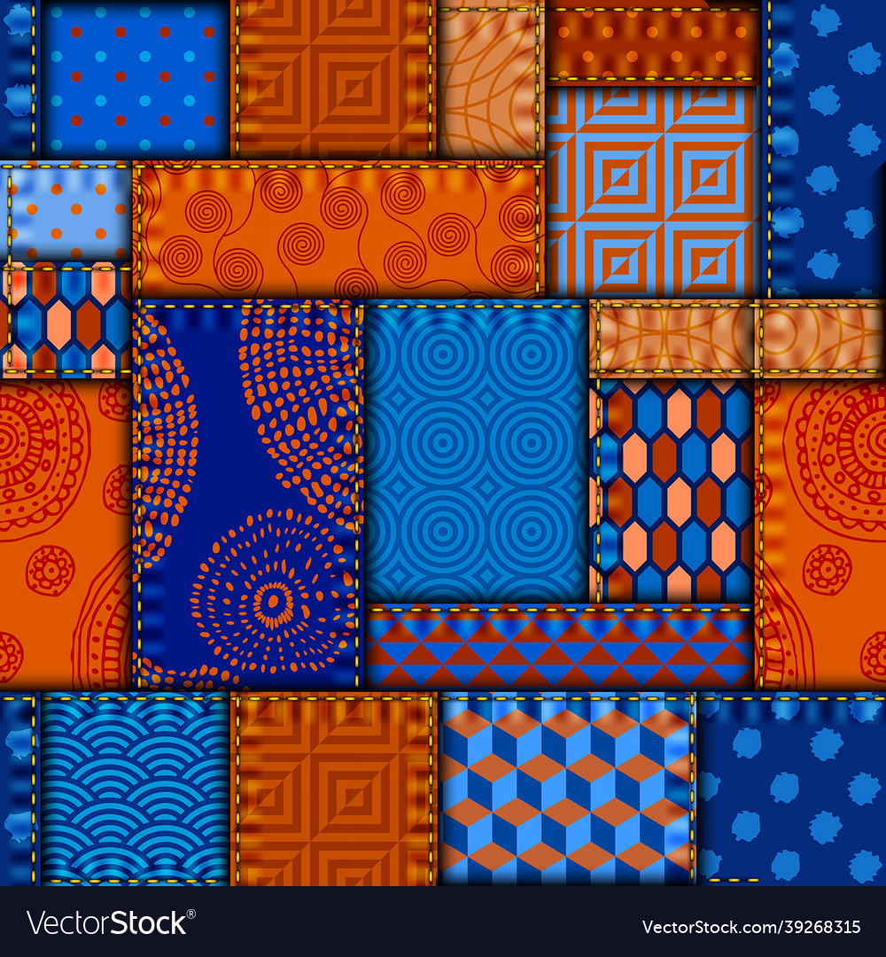 Patchwork textile pattern seamless quilting vector image Patchwork textile pattern seamless quilting