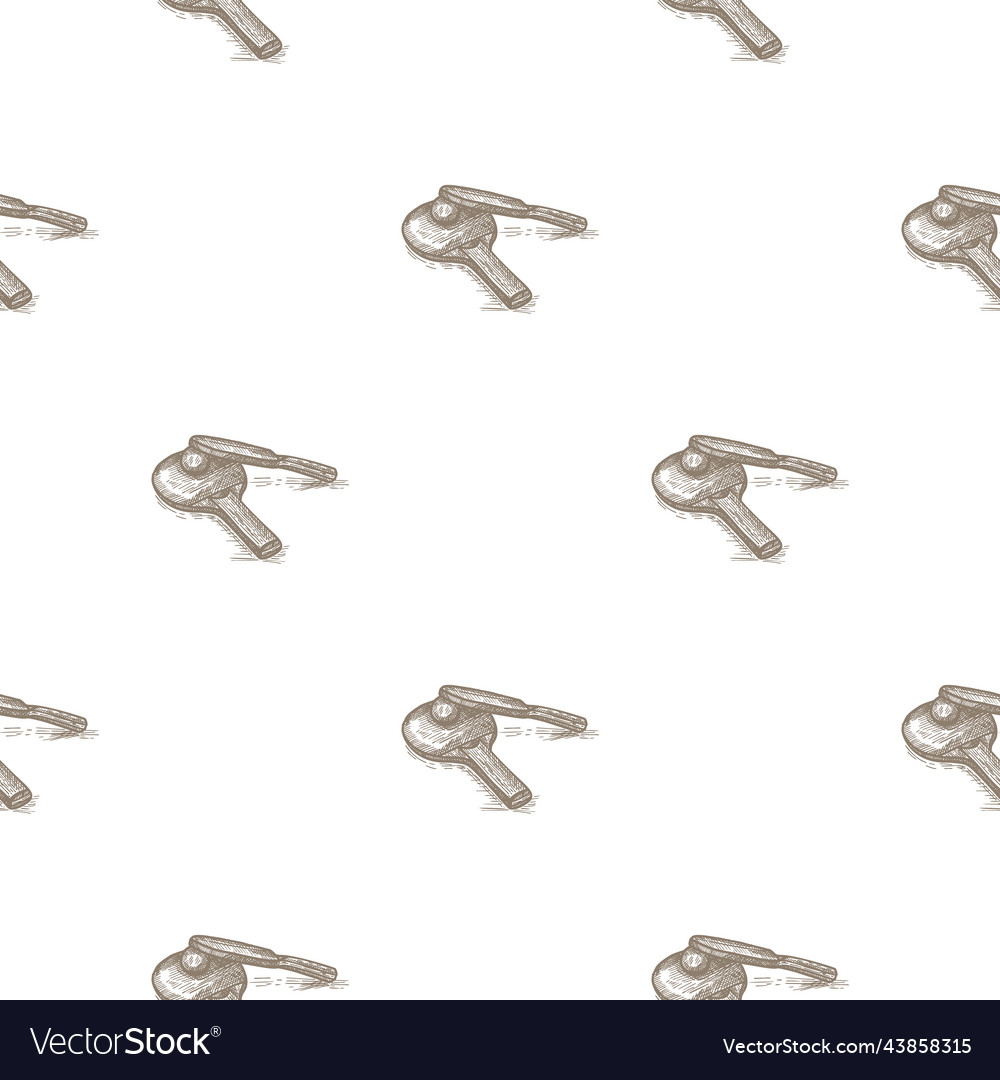 Ping pong racket engraved seamless pattern