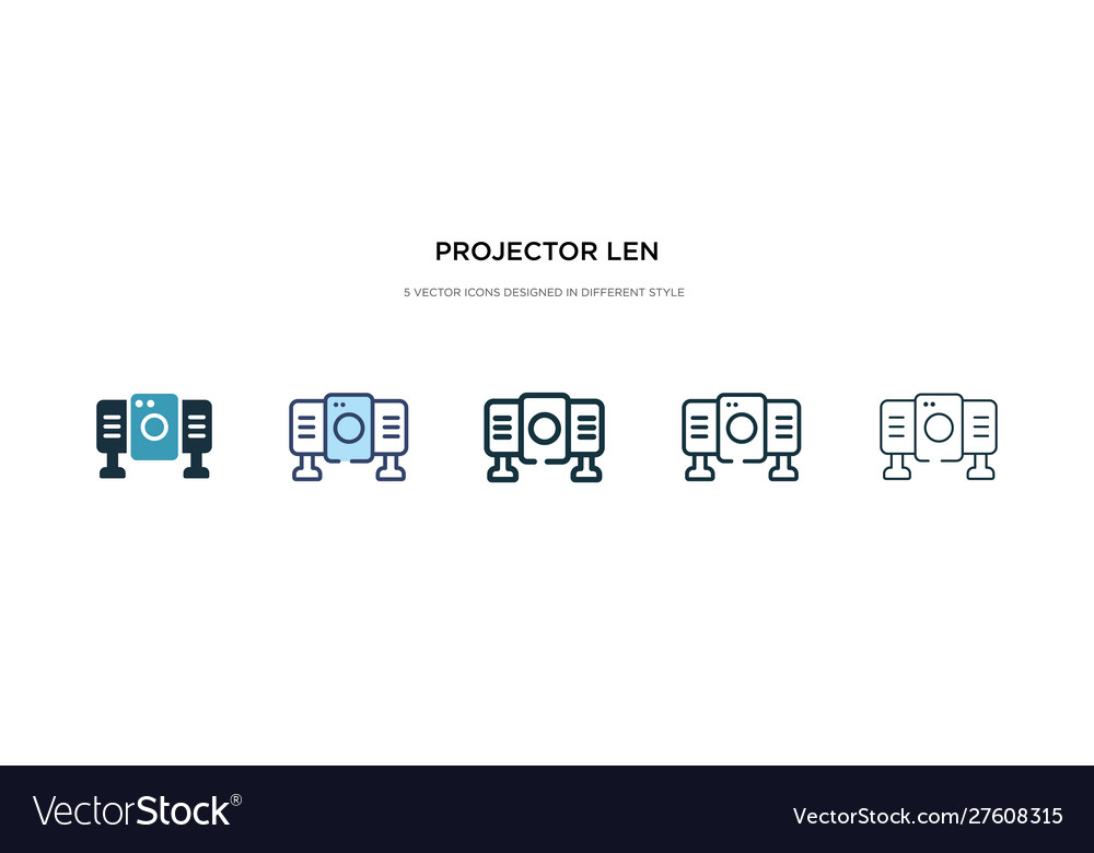 Projector len icon in different style two vector image Projector len icon in different style two