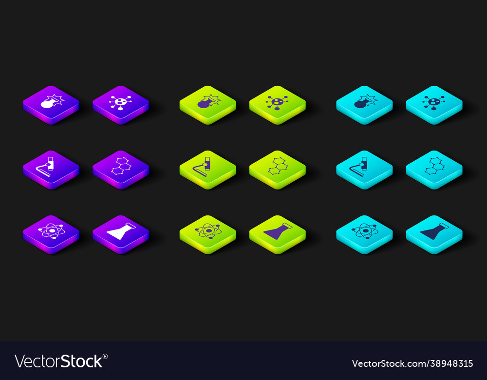 Set atom test tube and flask microscope Vector Image Set atom test tube and flask microscope