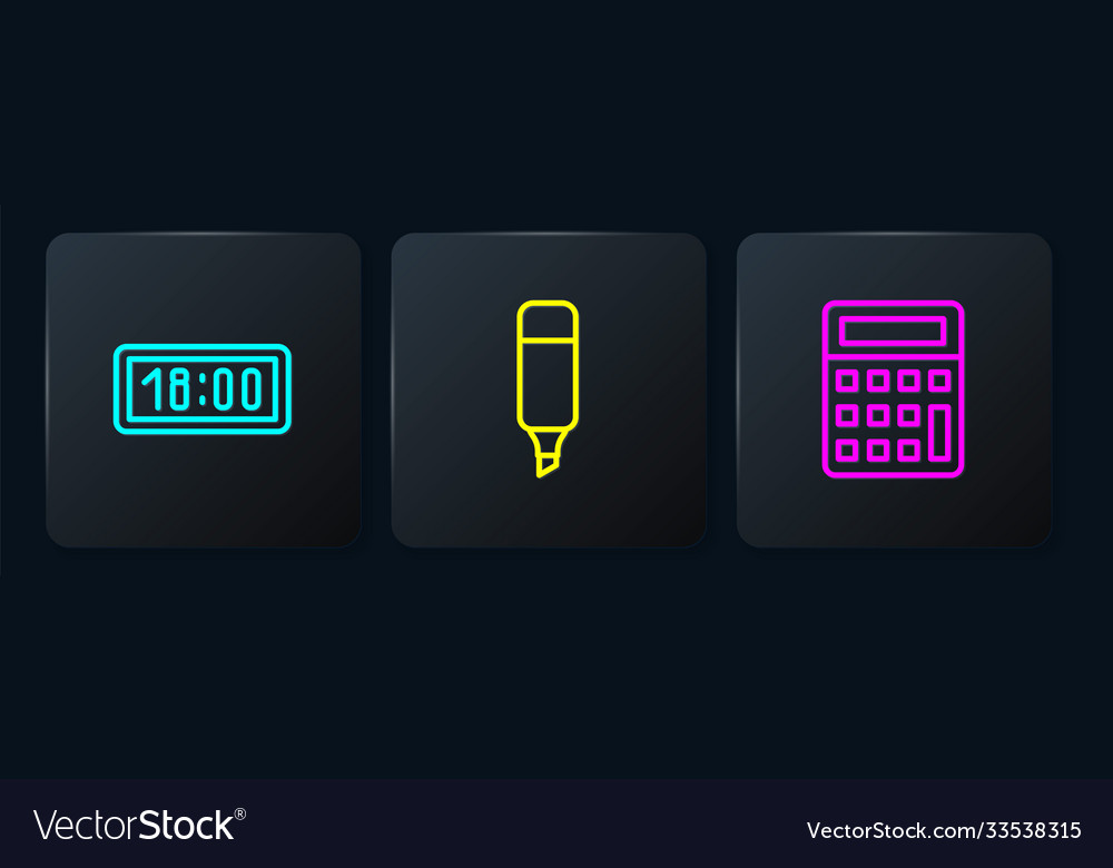 Set line digital alarm clock calculator Vector Image Set line digital alarm clock calculator
