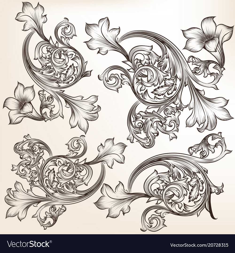 Set of calligraphic flourishes and swirls Vector Image