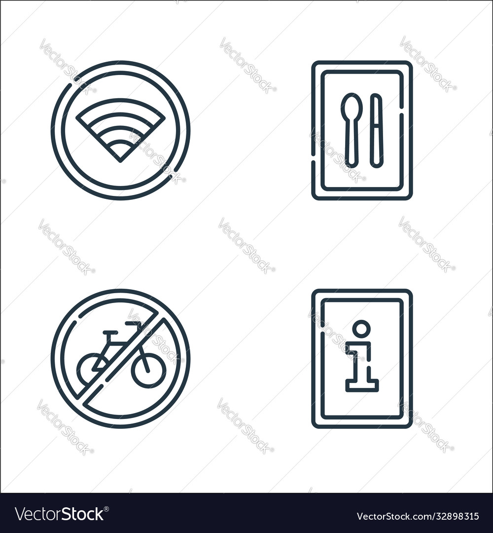 Signals and prohibitions line icons linear set vector image Signals and prohibitions line icons linear set