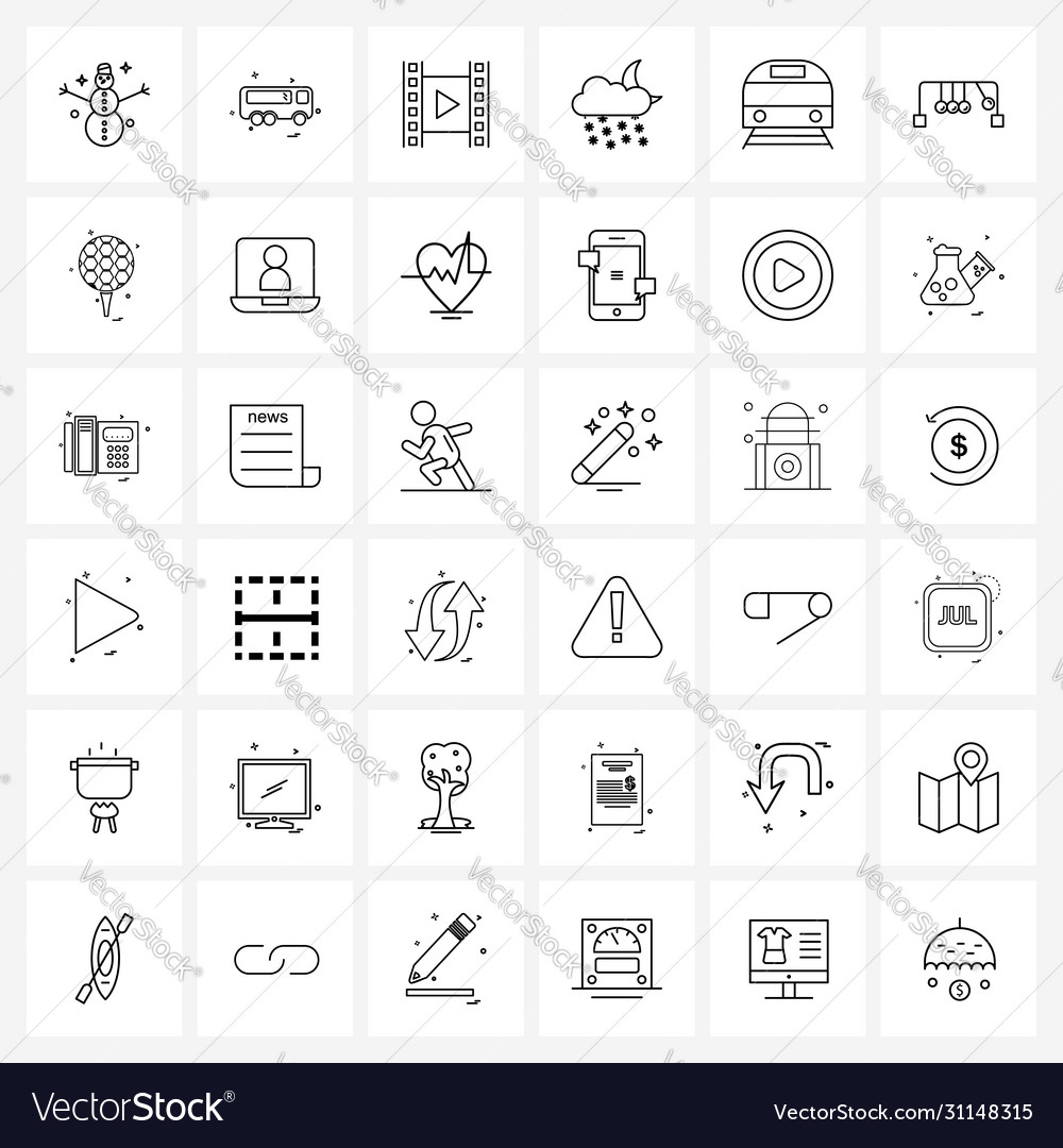Ui set 36 basic line icons station moon