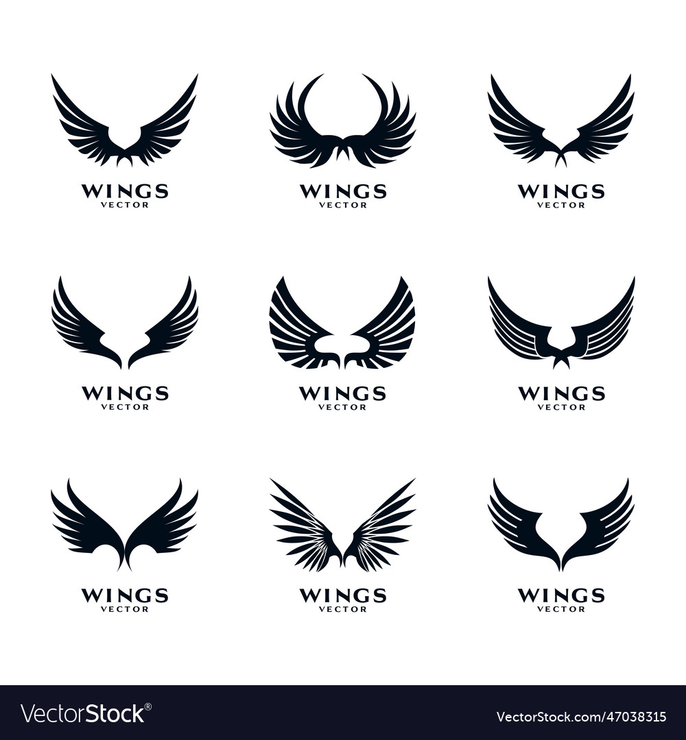 Wings icon logo template set Royalty Free Vector Image