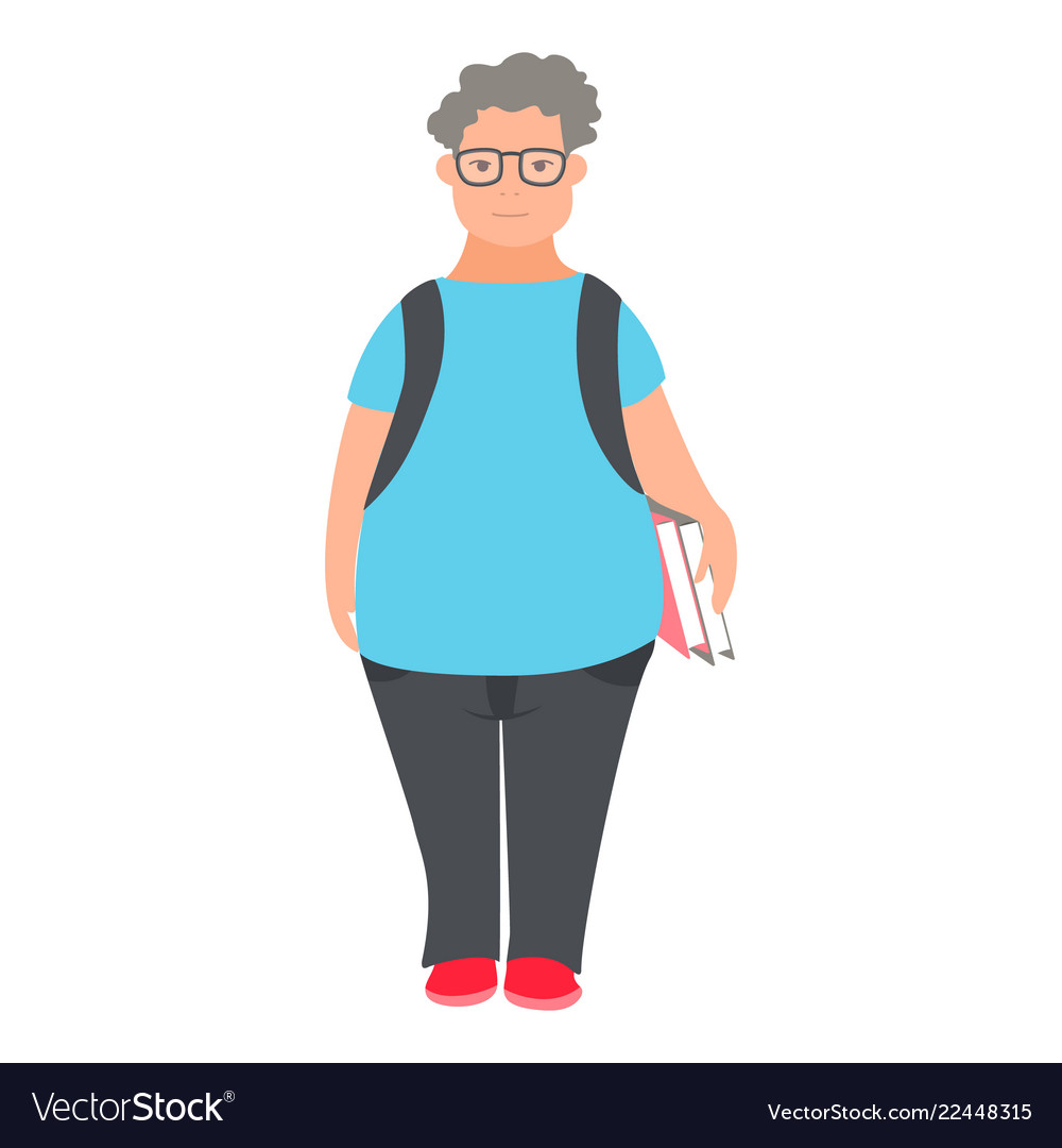 Young man nerd student geek character holds books vector image Young man nerd student geek character holds books