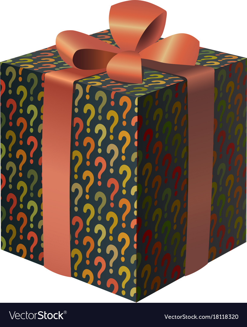 A colorful gift box with question marks print Vector Image