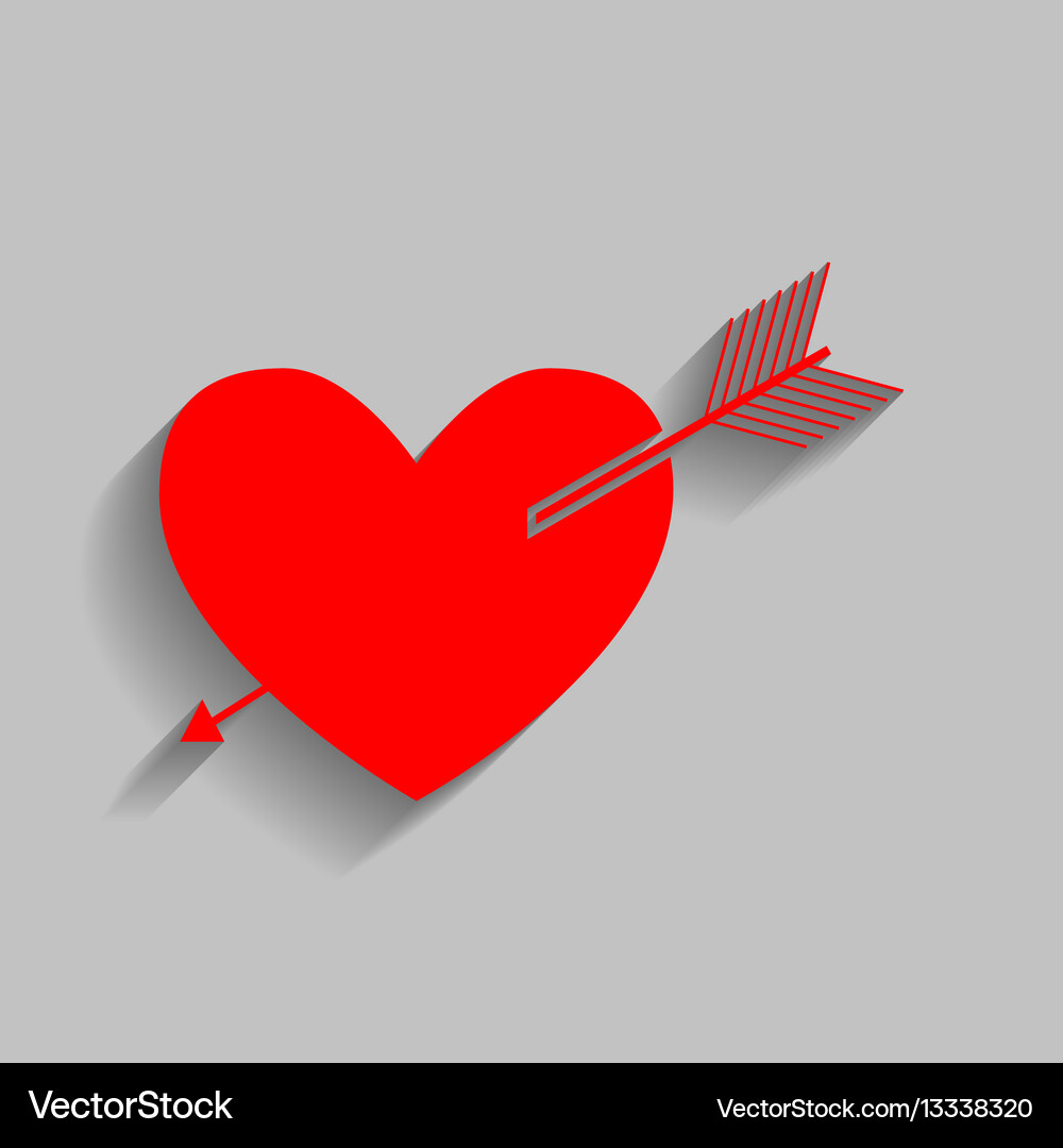 Arrow heart sign red icon with soft Royalty Free Vector
