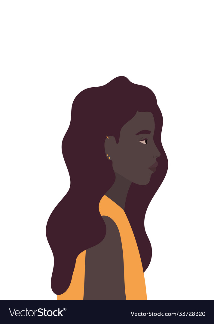 Black woman cartoon in side view design Royalty Free Vector