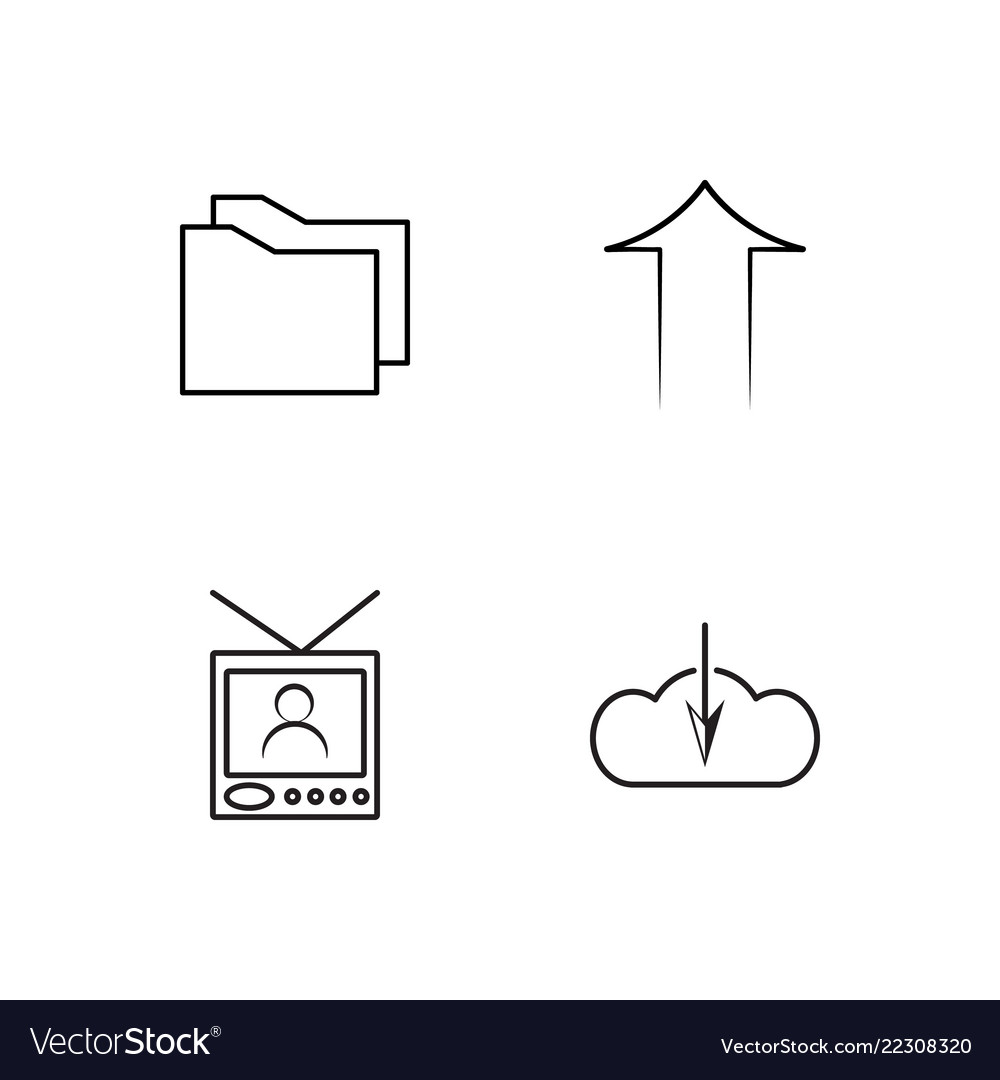 Business simple outlined icons set