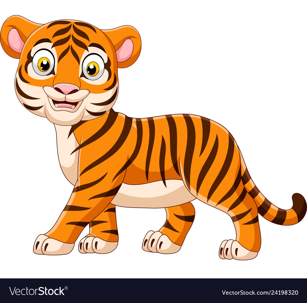 Cute baby tiger cartoon on white background 5113014 Vector Art at Vecteezy