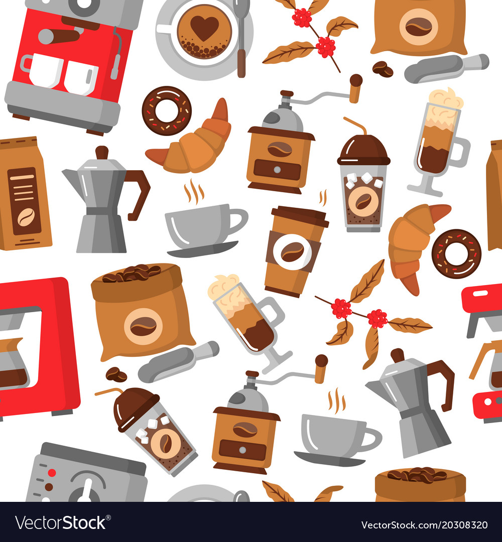 Coffee seamless pattern drink decorative icons