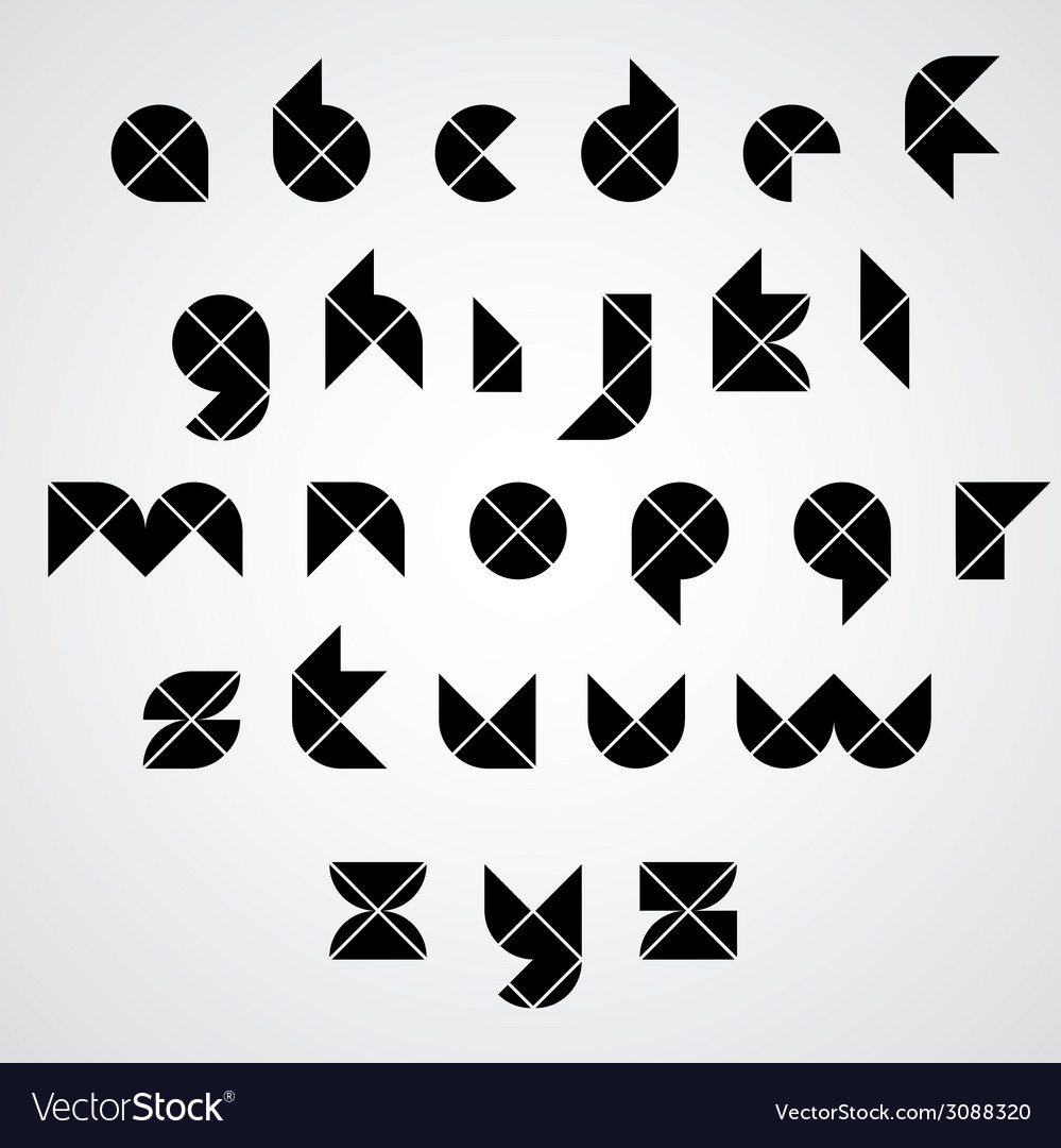 Digital style simple geometric font made