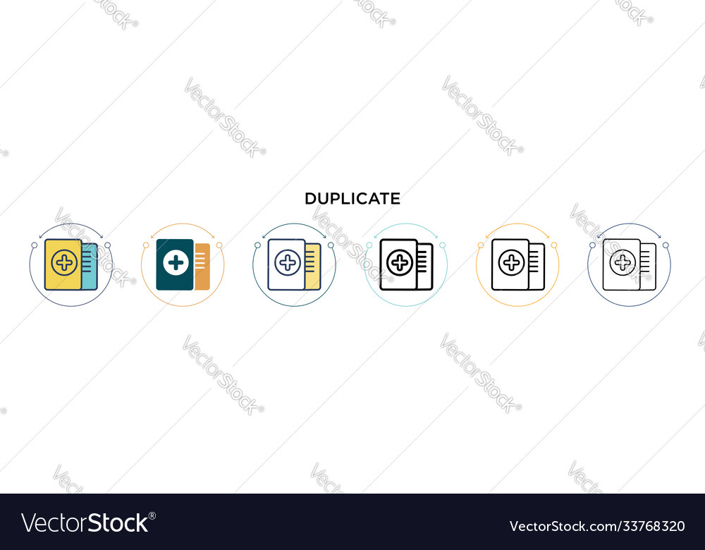 Duplicate icon in filled thin line outline