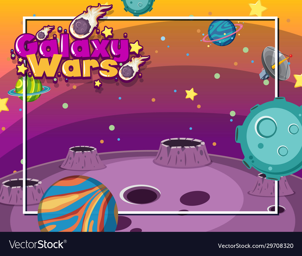 Frame design with many planets in space vector image Frame design with many planets in space