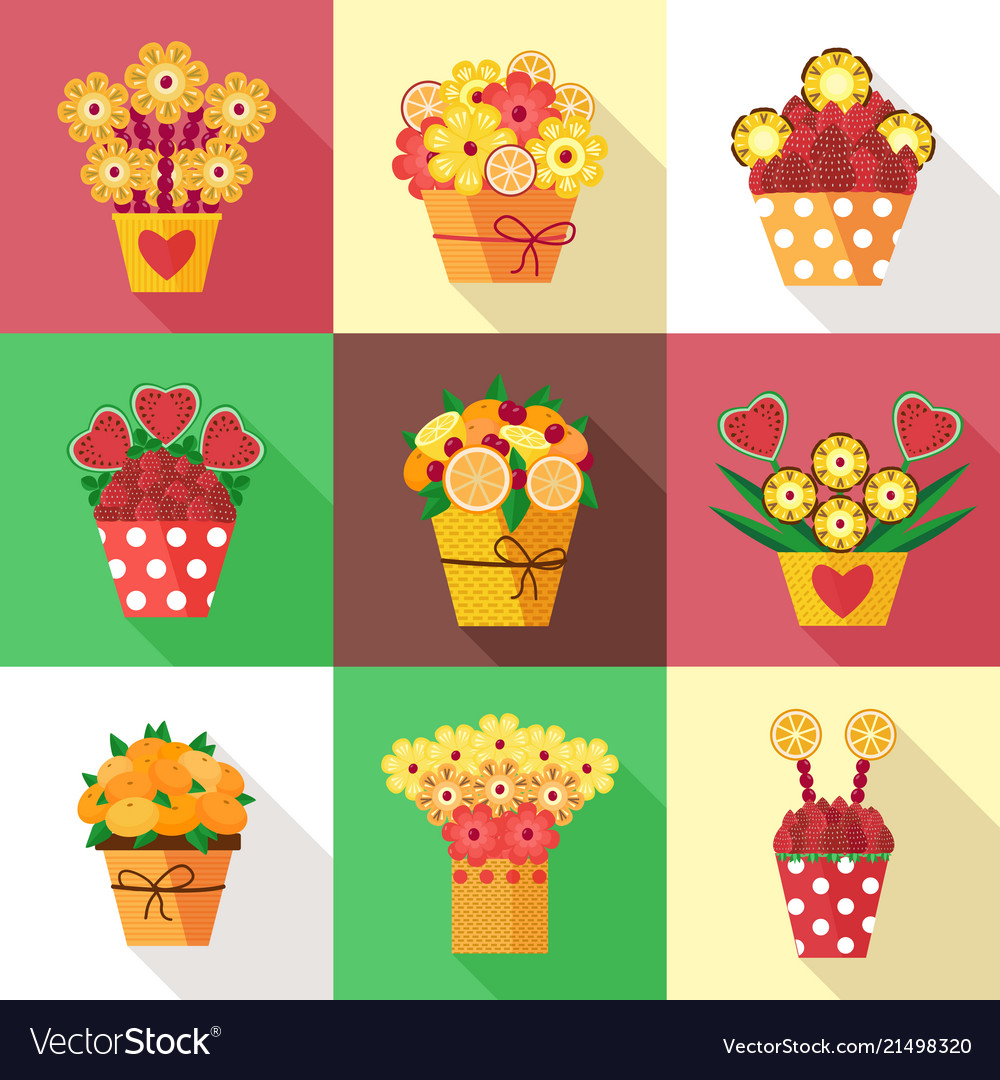 Fruits in bloom bouquets vector image Fruits in bloom bouquets