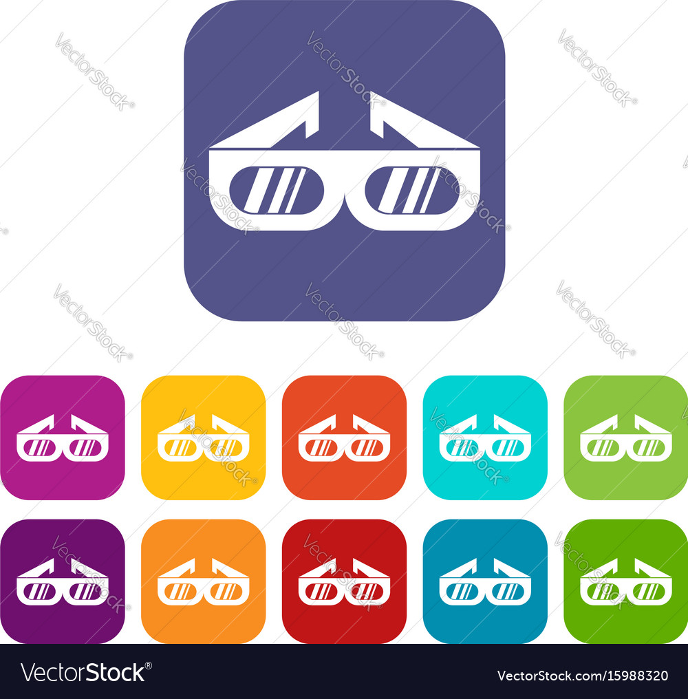 Glasses For 3d Movie Icons Set Royalty Free Vector Image