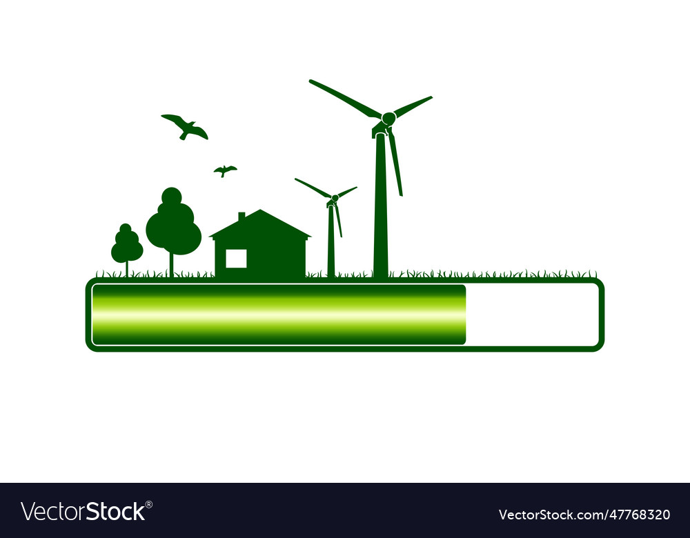 Progress or loading bar with trees house and wind vector image Progress or loading bar with trees house and wind