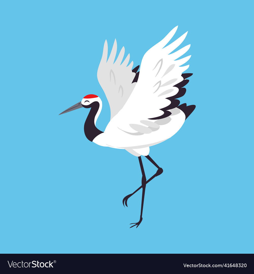 Red crowned crane as long-legged and long-necked Vector Image