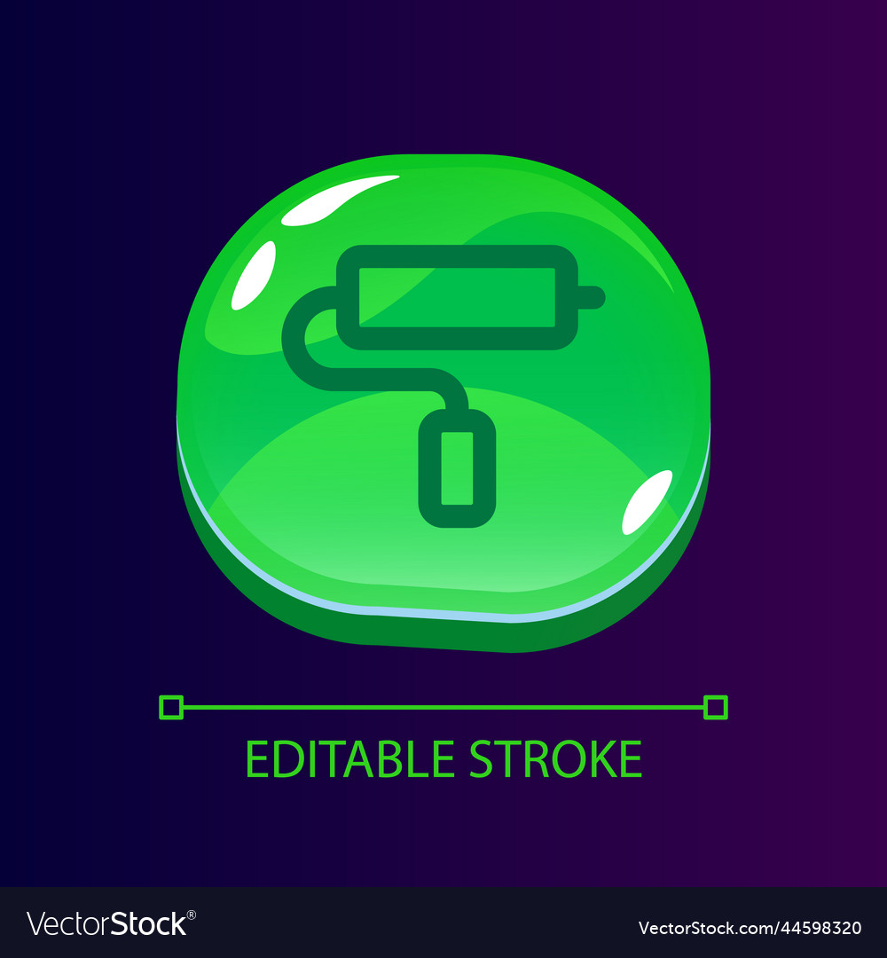 Roller brush glossy ui button with linear icon vector image Roller brush glossy ui button with linear icon