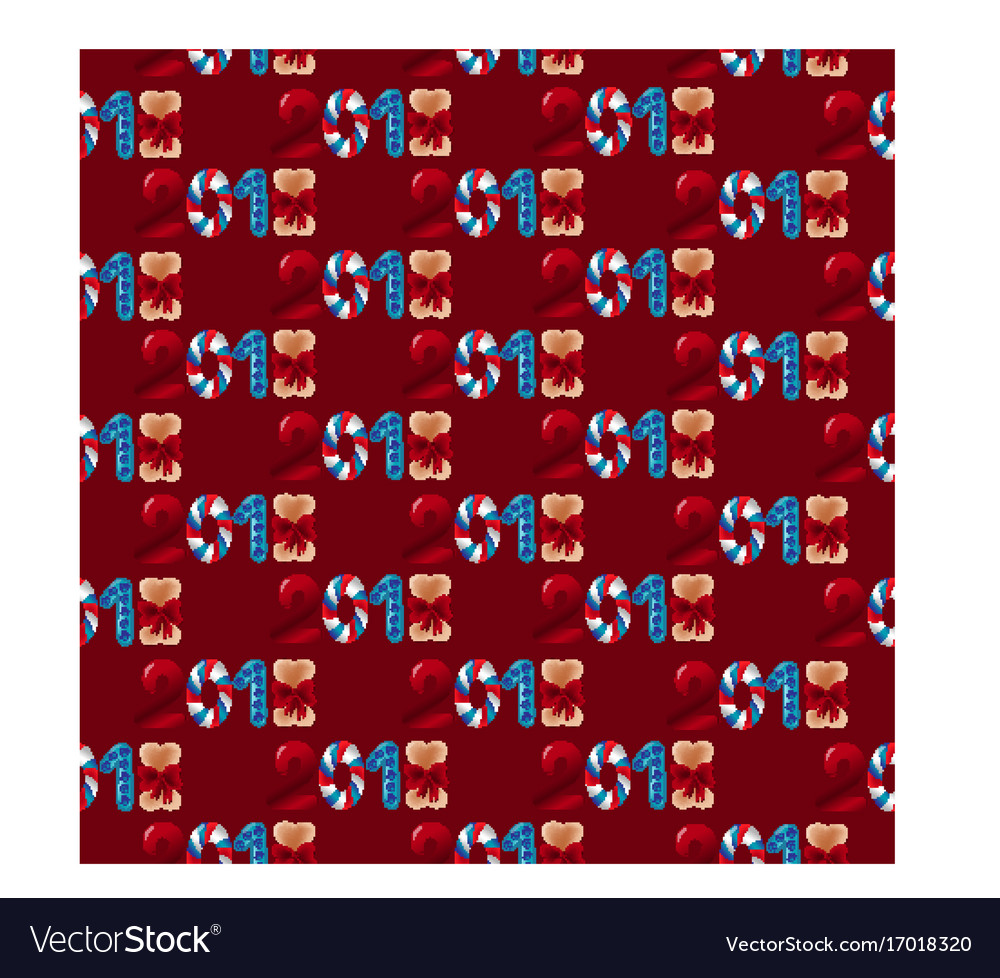 Seamless pattern with colorful numbers 2018