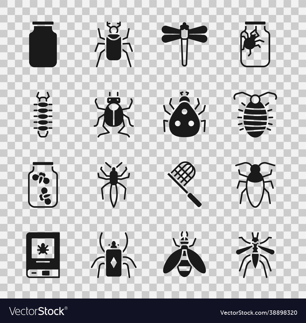 Set mosquito cockroach larva insect dragonfly Vector Image