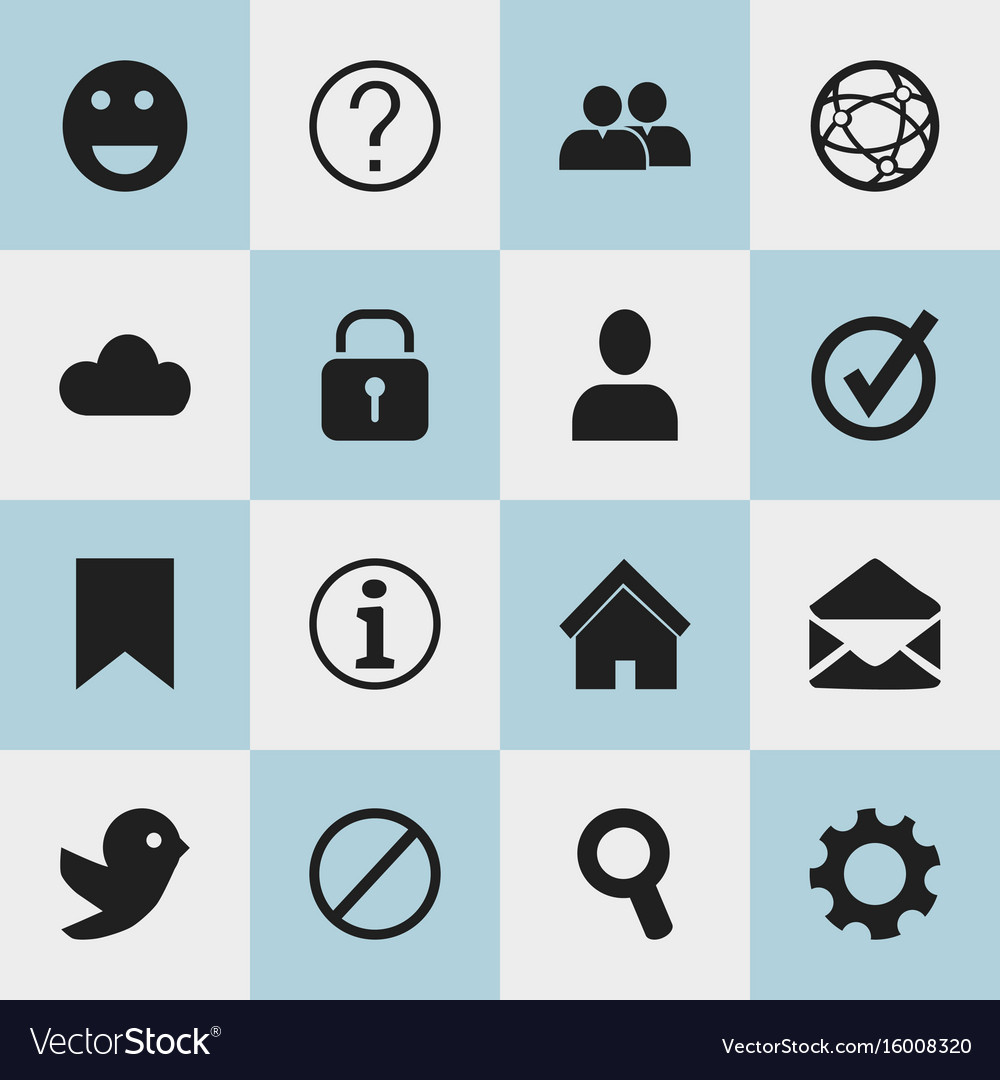 Set of 16 editable web icons includes symbols
