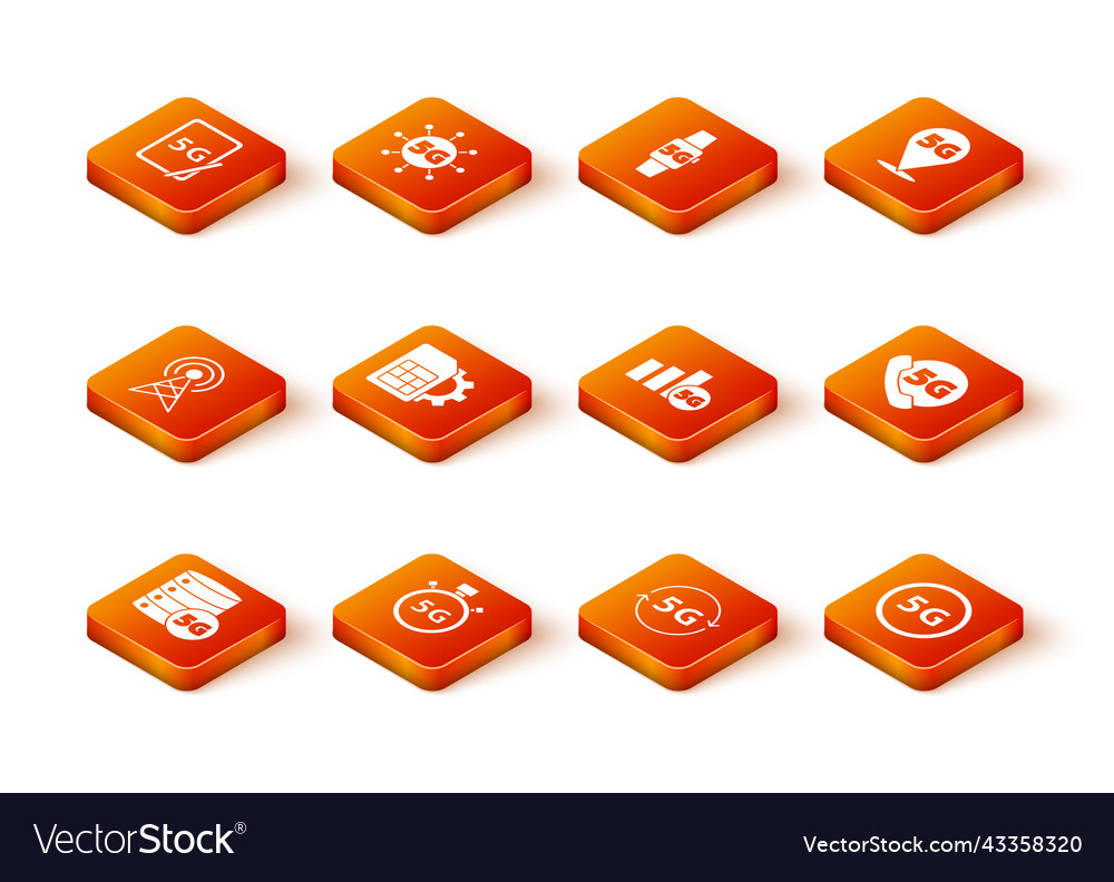 Set server 5g network digital speed meter vector image Set server 5g network digital speed meter