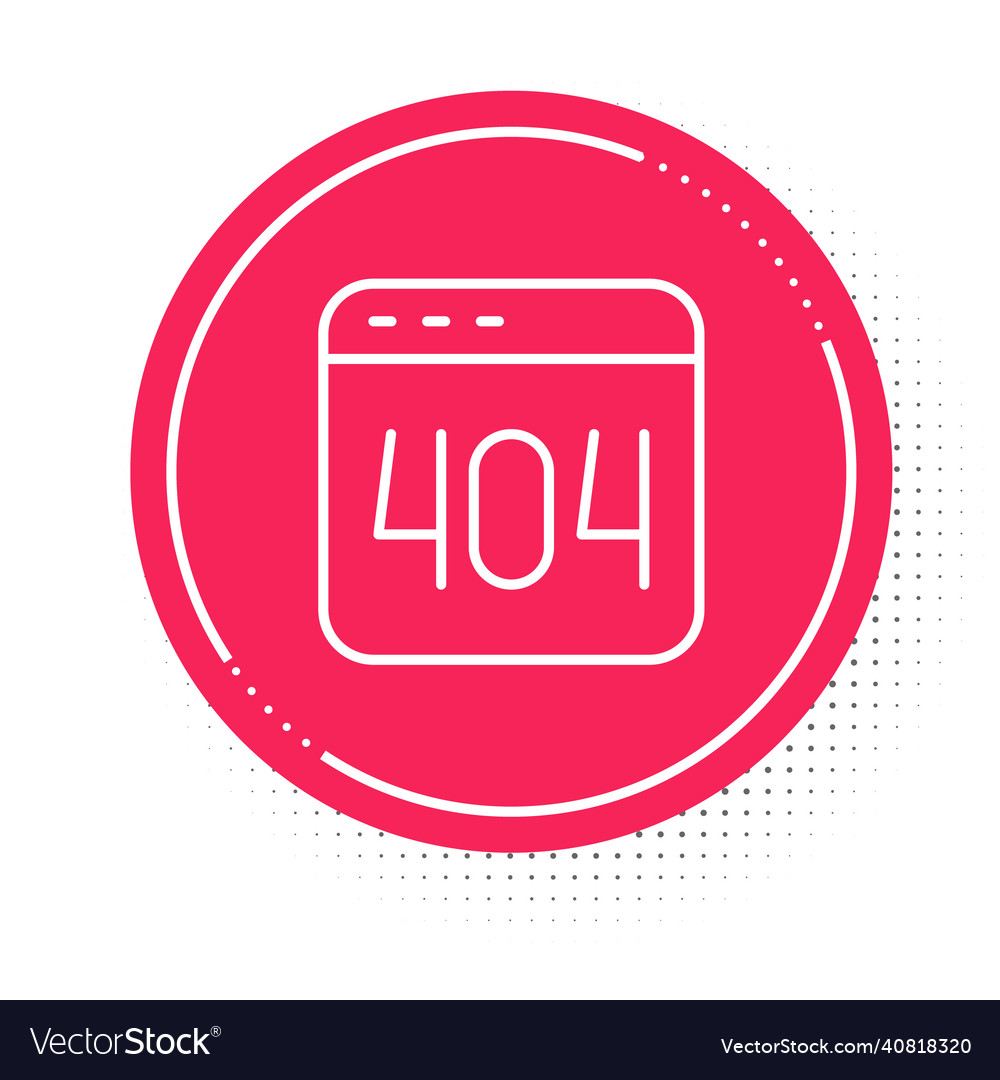 White line page with a 404 error icon isolated vector image White line page with a 404 error icon isolated