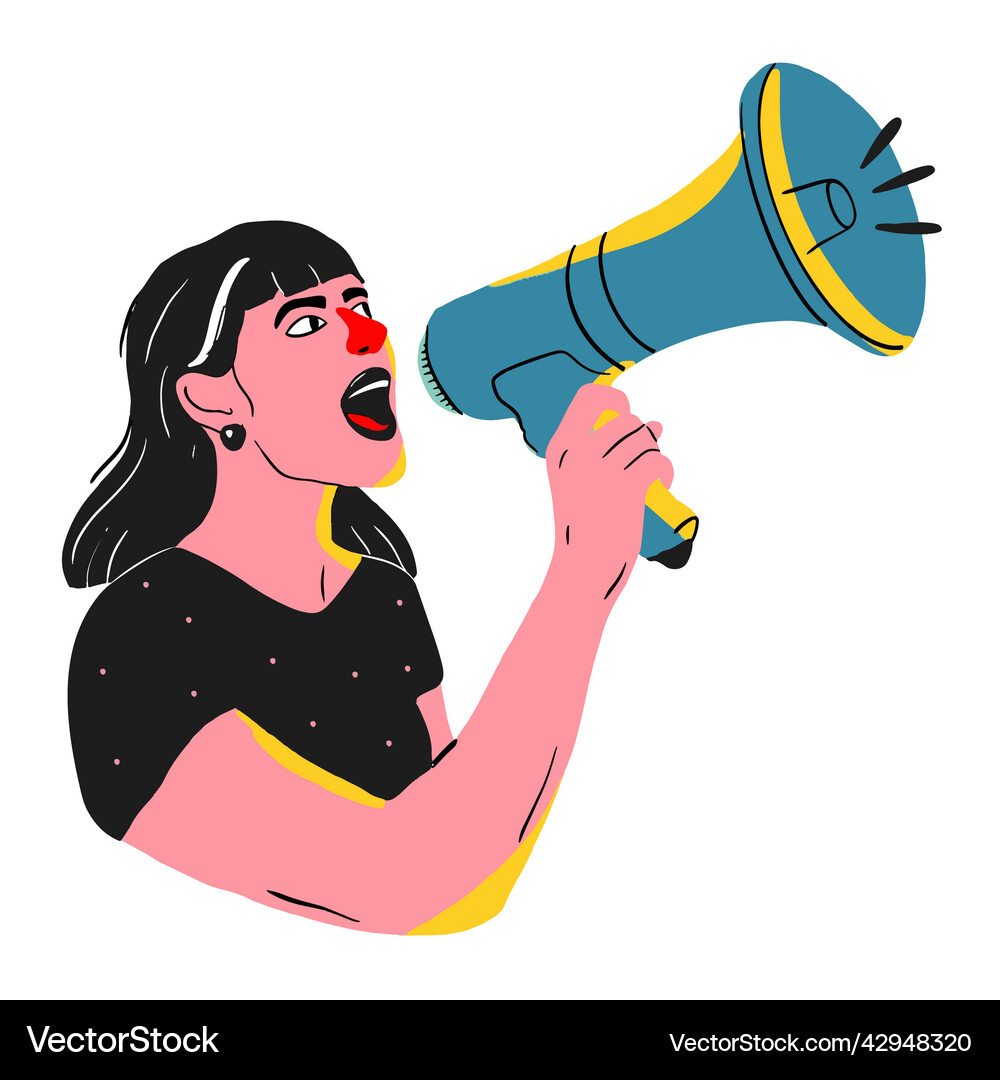 Woman megaphone high quality Royalty Free Vector Image