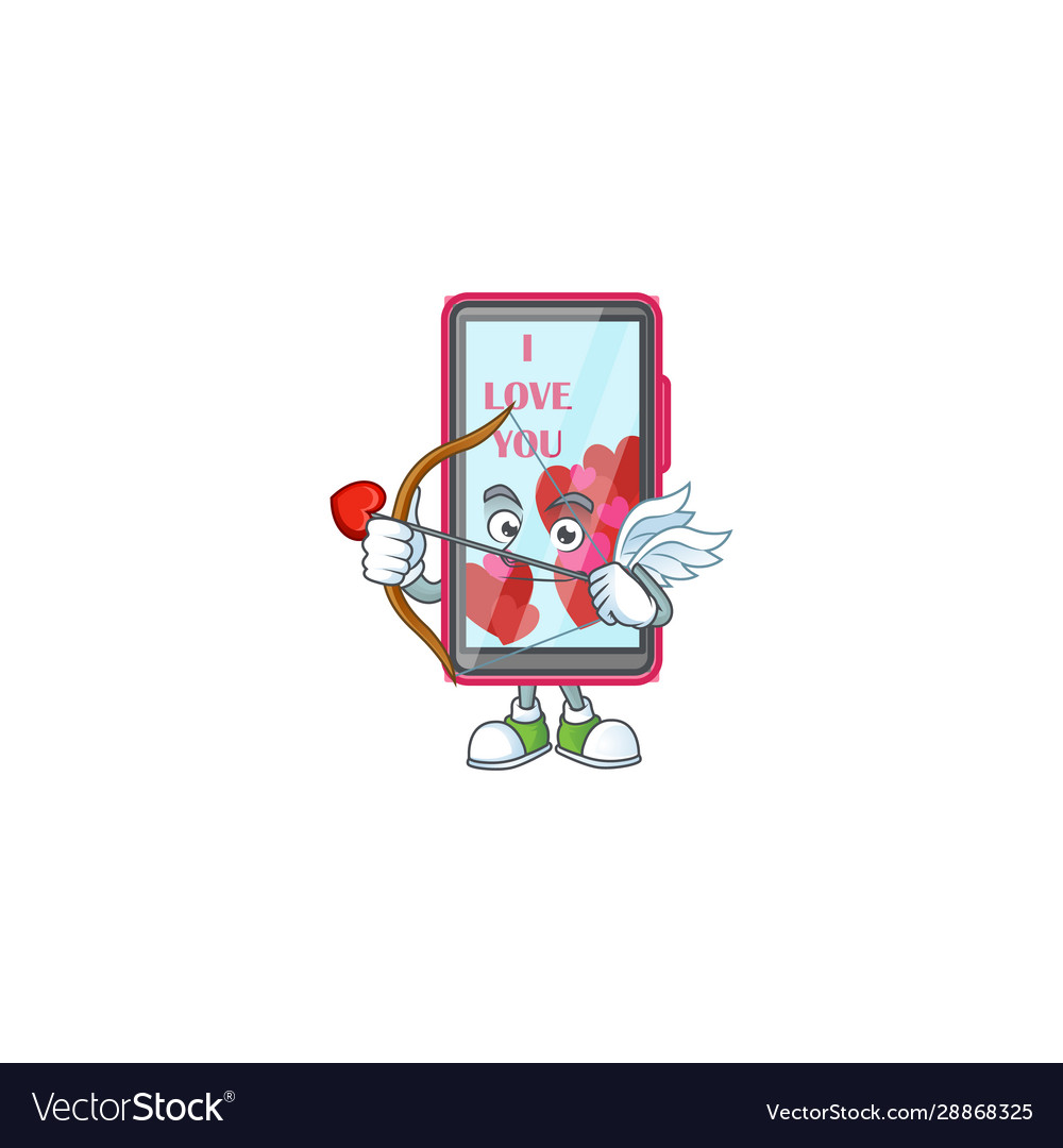 A romantic sweet smartphone love cupid with arrow