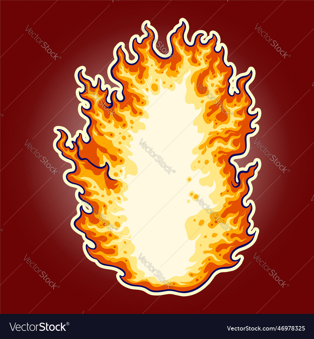 Blazing fire with luminous tongue logo