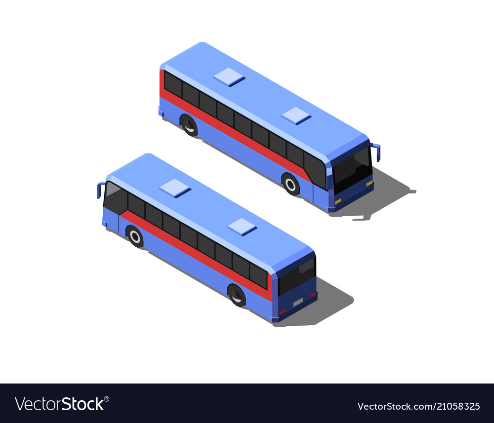 Blue passenger bus two different views Royalty Free Vector