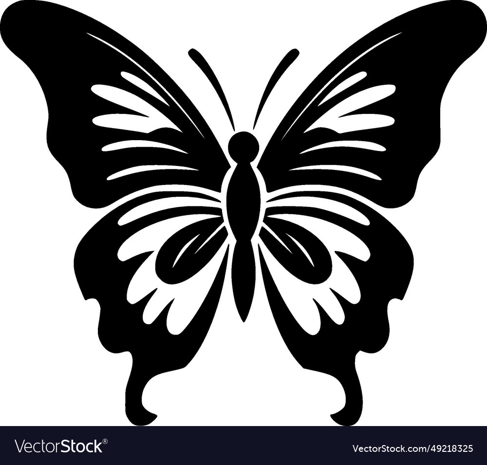 Butterfly - black and white isolated icon