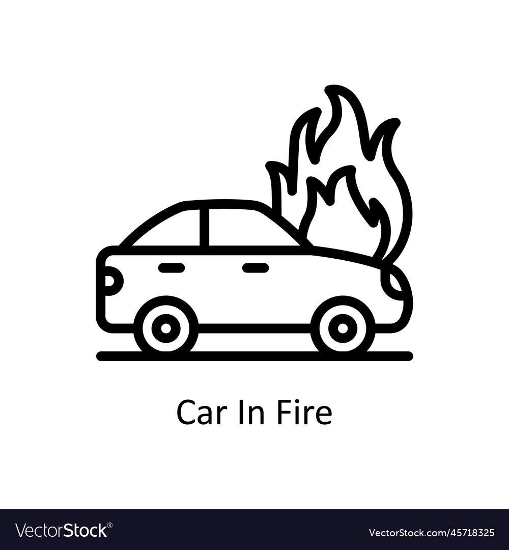 Car fire outline icon design Royalty Free Vector Image