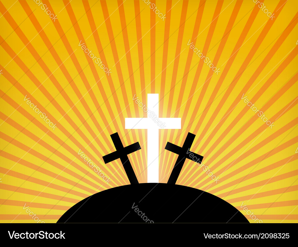 Cross Silhouettes at Sunset Royalty Free Vector Image