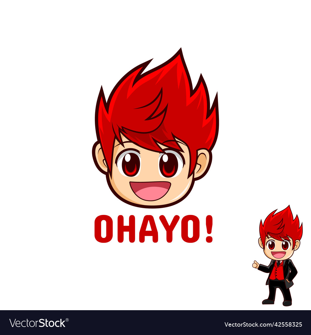 Cute anime chibi mascot logo design Royalty Free Vector